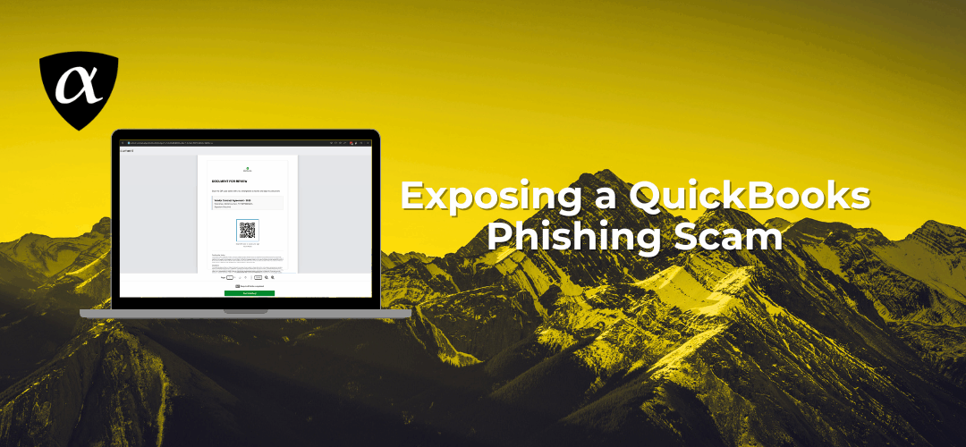 Title graphic featuring a laptop with phishing screen