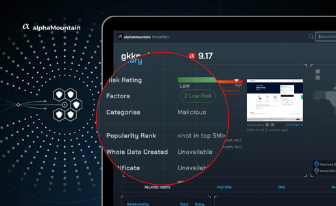 screenshot of URL classification category
