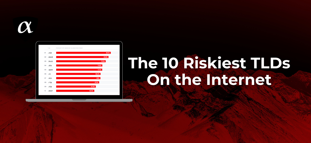 The 10 Riskiest TLDs on the Internet title over duo chromatic mountain range